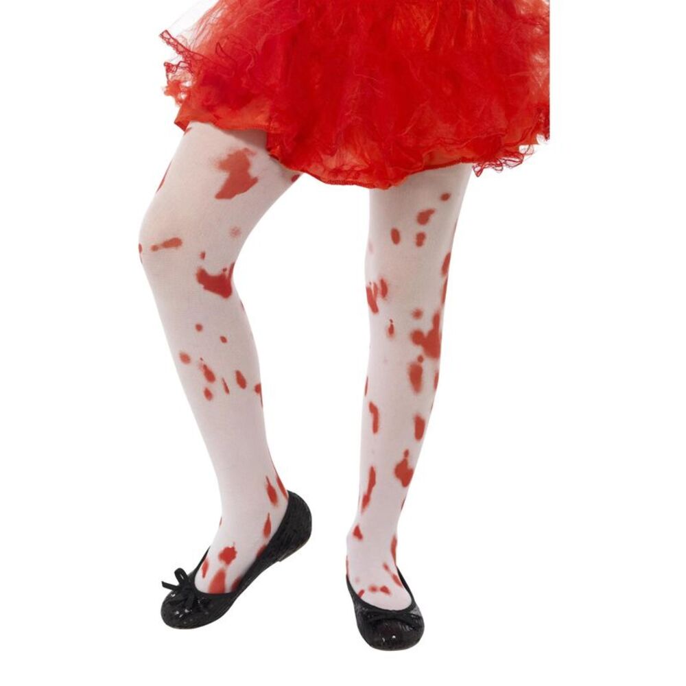 Smiffys Childrens/Kids Blood Splatter Stretch Halloween Pantyhose / White/Red